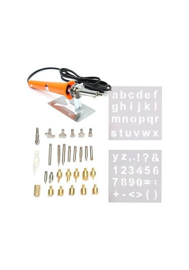 37 Adet Ahşap Kalem Kaynak İpuçları Ve Şablon Seti Havya Çalışma Oyma -