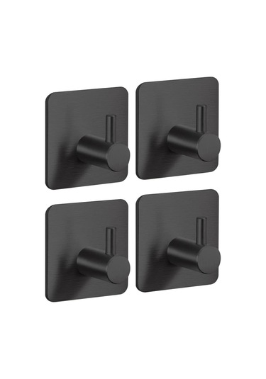 Zift Unique 4 Adet Paslanmaz Çelik Siyah Banyo Askısı / Bornoz Askısı / Havlu Askısı / Havluluk /paslanmaz Hooks Diğer