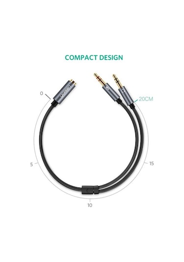 Ebitda 3.5mm Stereo Y Splitter Kulaklık Adaptörü, 24k Altın Konektör, Pc-mikrofon Bağlayıcı