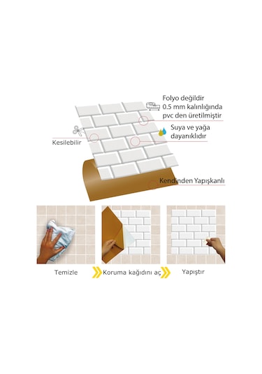 Tink Kendinden Yapışkanlı Metro Desenli Pvc Karo 30x30 Cm