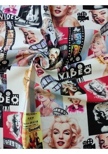 Film Şeritli Marilyn Monroe Desenli Dijital Baskılı Kumaş