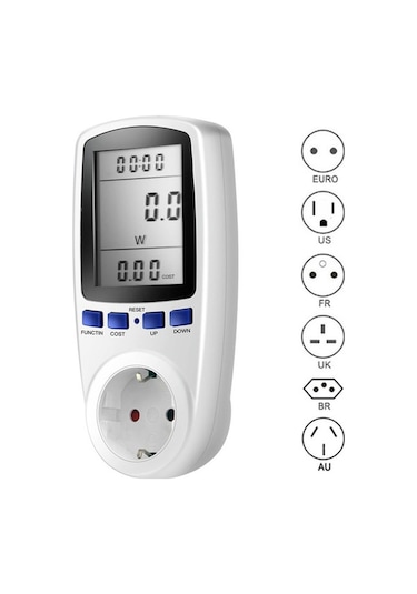 Besthome1 Dijital Elektrik Tüketim Ölçer - Watt Voltaj Frekans Maliyet Takip Cihazı