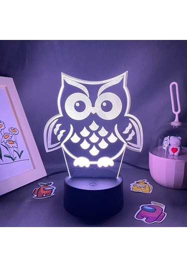 Goldenqian Baykuş Figürü 3d Çocuklar Hayranları Için Gece Işığı, Uzaktan Kumanda İle Değişen 16 Renk, Çocuk Odası Dekoru, Şekil Manga Illusion Led Oyuncak Lamba Kız Erkek Noel Hediyeleri Bb2uve Siyah