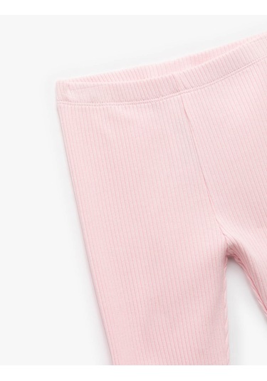 Koton Pamuklu Beli Lastikli Ribanalı Basic Pembe Kız Bebek Tayt 6wmg40016ak Pembe