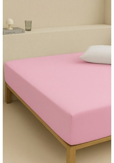 Tek Kişilik Pamuklu Lastikli Çarşaf Pembe 100x200