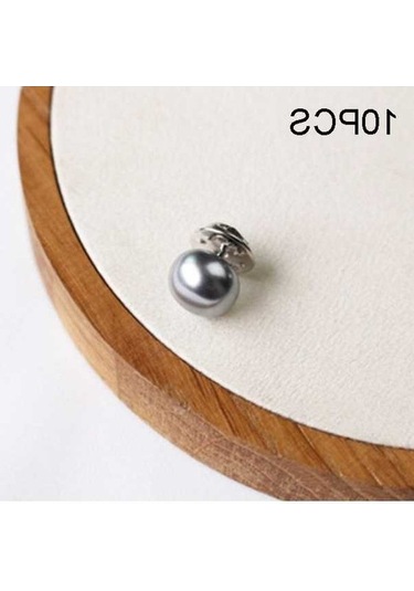 Flybuy 10 Adet İnci Çivi Tokası Şal İğnesi Yaka Düğmesi Broş Eşarp İğnesi Gümüş Çok Renkli