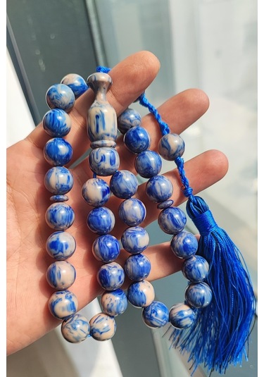 Katalin Mavi-krem Damarlı Küre Model Tesbih