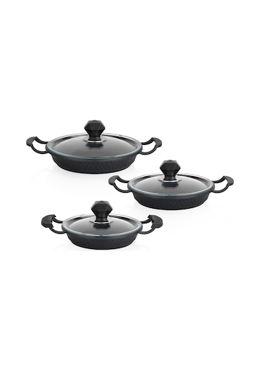 Schafer Crystal 3 Lü Döküm Sahan Seti 6 Parça-siyah