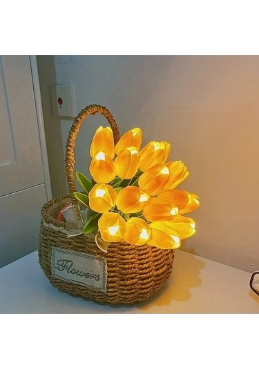 Fastbuy Pil Güçlü Lale Işık Ampulleri Beyaz Pembe 10 Adet Canlı Sarı Turuncu Ev Dekorasyon Hediye Sepeti Çiçek Tasarımı Beyaz - Pembe