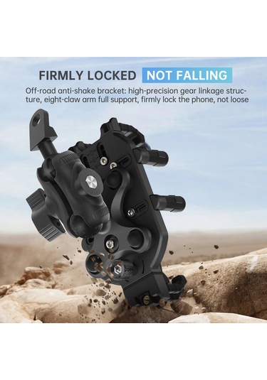 Tenfowee Motorsiklet İçin Cnc Aynalı Ayarlanabilir 8 Kollu Telefon Tutucu - Çalınma Önleyici Ve Titreşim Azaltıcı Siyah