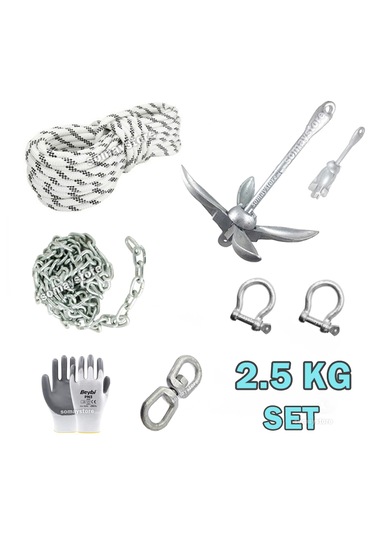 Tekne Ve Şişme Bot İçin Hazır Çapa Seti 2.5kg Şemsiye Çapalı