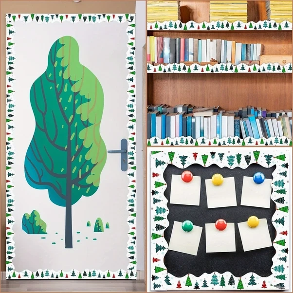 Gateesat Noel Sınır Çıkartmaları 708.66 İnç Dekoratif Yazı Tahtası Pano Bordür Yapışkanı