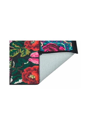 Çam Halı Gloria Td3251 Siyah Karabağ Patchwork Desen Dokuma Saçaklı Kilim