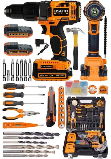 Eisenn 88 V 10 Ah Darbeli Akülü Vidalama Matkap 100 Pcs Usta Set