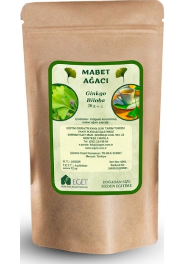 Eget Kurutulmuş Mabet Ağacı Ginkgo Biloba Yaprağı 20 G