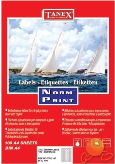 Tanex Tw-2140 40 MM Laser Etiket 100 Ad.