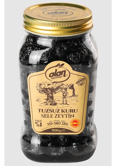 Alan Zeytinleri Tuzsuz Kuru Sele Siyah Zeytin 900 G