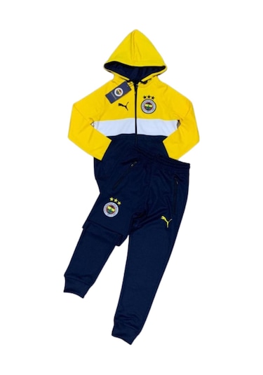 Kısmetsepeti Çocuk 6-16 Yaş Arası Içi Pamuklu Dışı Rüzgar Geçirmez Kumaş Eşofman Takım Sarı Renk