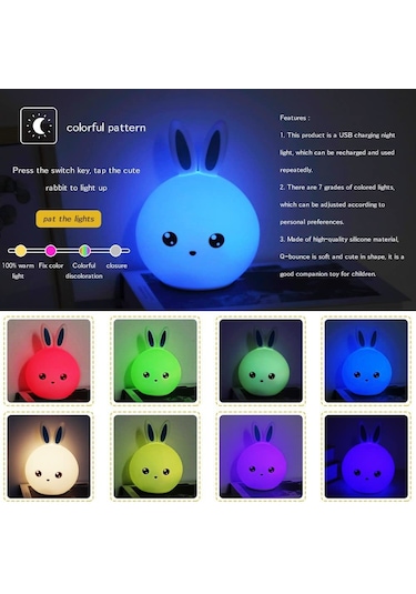 Kawaii Tavşan Lambası, Bebek Gece Lambası, Xixiran Gece Lambası, Dore