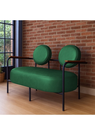Venüs İkili Koltuk Yeşil Modern Tasarım, Deri, Ofis, Kuaför Ve İş Yeri İçin Şık İkili Koltuk Yeşil