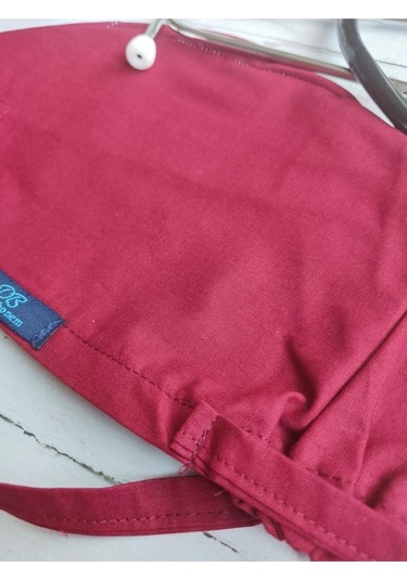 Tesettür Bordo Tek Renk Cerrahi Bone Doktor Hemşire Sağlıkçı Bonesi Geniş Kesim