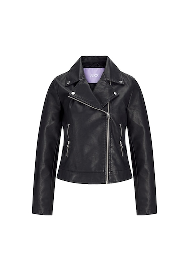 Jack & Jones Kadın Fermuar Detaylı Deri Ceket - Gail 12206262 Black Siyah