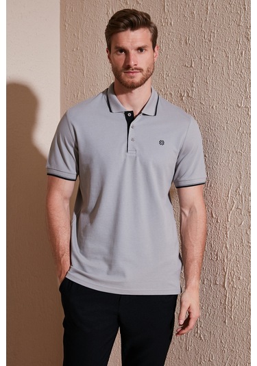 Buratti % 100 Pamuk Düğmeli Regular Fit Erkek Polo Yaka T Shirt 5902118 Taş