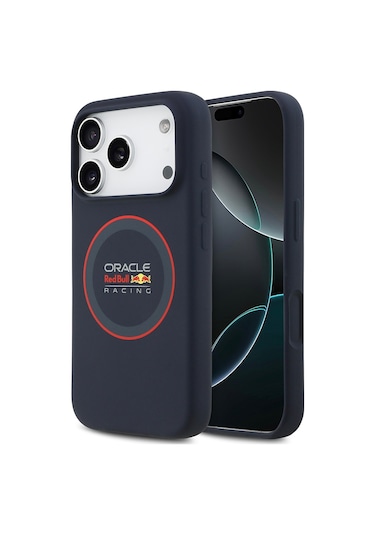 Apple Uyumlu iPhone 17 Pro Max  Kılıf Redbull Lisanslı M-safeli Kırmızı Halka Ve Logo Silikon Kapak Laciver Lacivert
