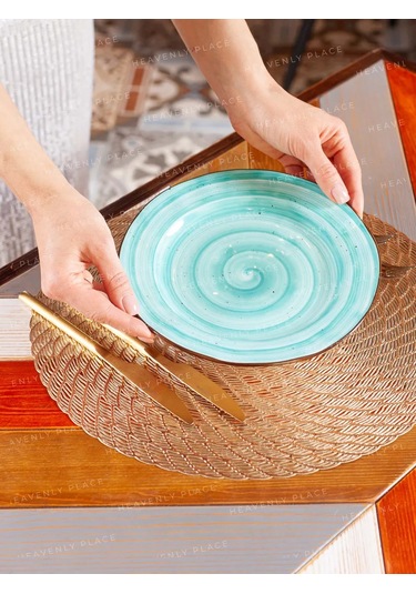 Heavenly Place Yuvarlak Bardak Altlığı Seti 4 Adet Peçete - Çarşaflı, Servis İçin 184988956 Altın Rengi