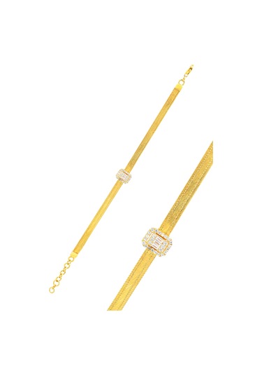 Zirkon Taşlı Trabzon Hasırı 1000 Ayar Gümüş Bileklik 201021249