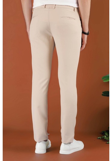 P 1123 Slim Fit Bej Spor Pantolon Bej