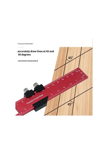 Reedark Hafif Ve Dayanıklı Alüminyum Ahşap Ölçüm Cetveli - Metrik Ve İnç Ölçekli Marangoz Aleti