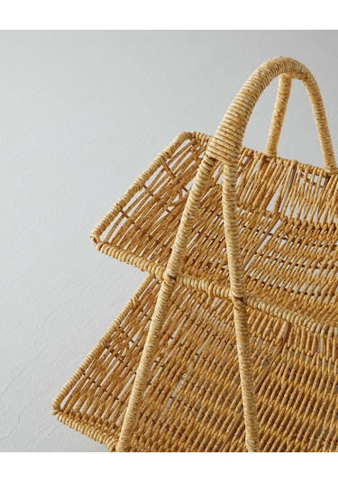 English Home Wicker Plastik Rattan Katlı Servis 26x22x36 Cm Açık Kahverengi Açık Kahverengi