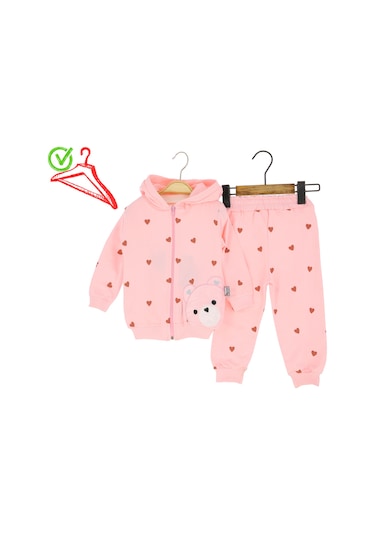 Crassi Kız Bebek Takım Ayıcıklı Kalp Pembe