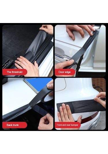 3d Dıy Araba Etiket Koruyucu Şerit Siyah Karbon Fiber Otomatik Kapı Kenar Eşiği Gövde Koruma Anti Çarpışma Itişme Koruması, Seçenekler: 7cmx10m