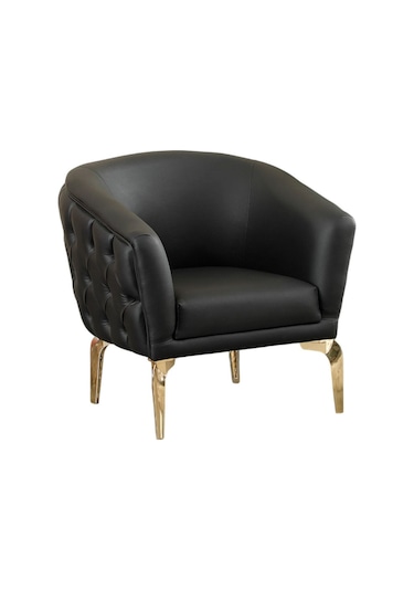 Tekli İmalattan Siyah Kapiton Deri Ofis Koltuk Takımı Siyah