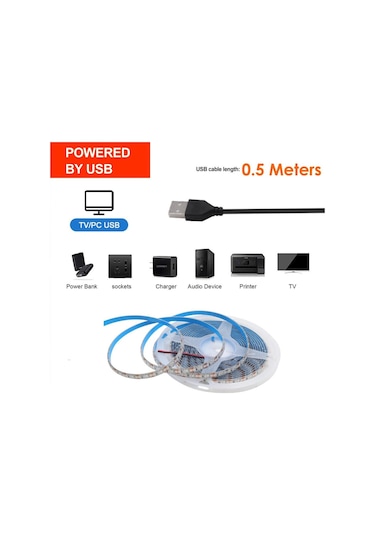 Beyaz 5v Usb Led Şerit Işık Smd 2835 50cm 1m 2m 4m 5m Beyaz/sıcak Beyaz Ip65 Esnek Aydınlatma Şerit Bant Arka Işık 5m Ip33
