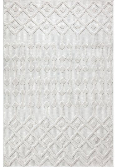 Silva Beyaz Halı Yıkanabilir Halı Balkon Halısı Oturma Odası Kori Beyaz