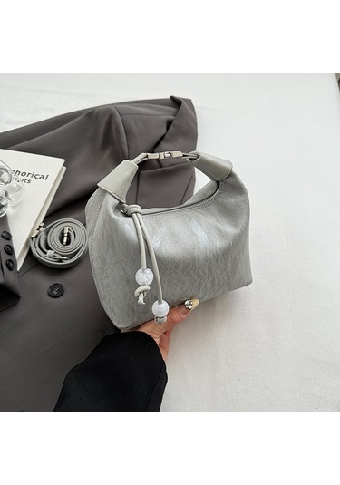 Ccgloball Kadife Çanta Omuz Çantası Crossbody Çanta Gümüş