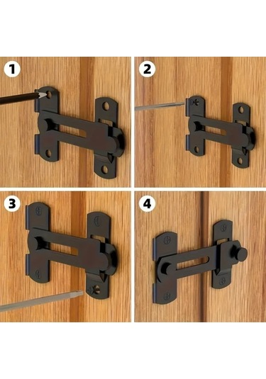 Xuweiwei Siyah Ticari Paslanmaz Çelik Sürgülü Çiftlik Kapı Kilidi - 180 Derece Dönebilir, Şarjsız, Evcil Hayvanlar İçin Dayanıklı