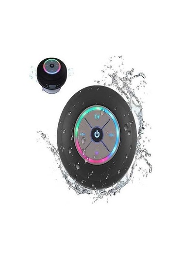 Flybuy Bluetooth 5.0 Su Geçirmez Renkli Led Vantuzlu Müzik Hoparlör Siyah