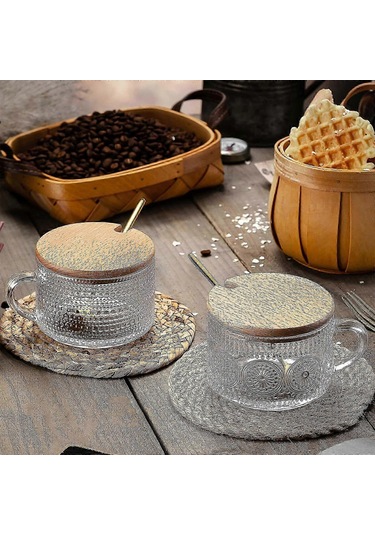 Vintage Cam Yulaf Ezmesi Kavanozu - 414 Ml Bambu Kapak Ve Kaşık Dahil B