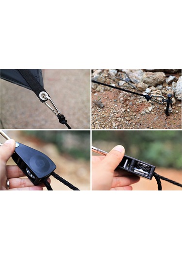 Homyl Guy Hattı Koşucu Kamp Çadır Tente Halat Kasnak L Siyah