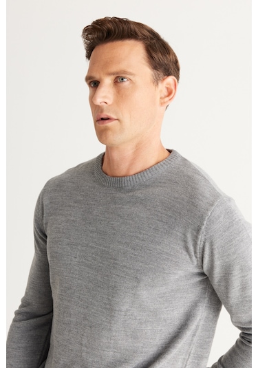 Altinyildiz Classics Erkek Gri Melanj Standart Fit Normal Kesim Bisiklet Yaka Triko 4A4923100001GMJXXL Gri Melanj