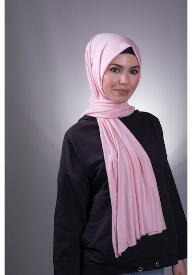 Pudra Düz Klasik Şal Viskon Kumaş Likralı Penye 202101_06 Pudra