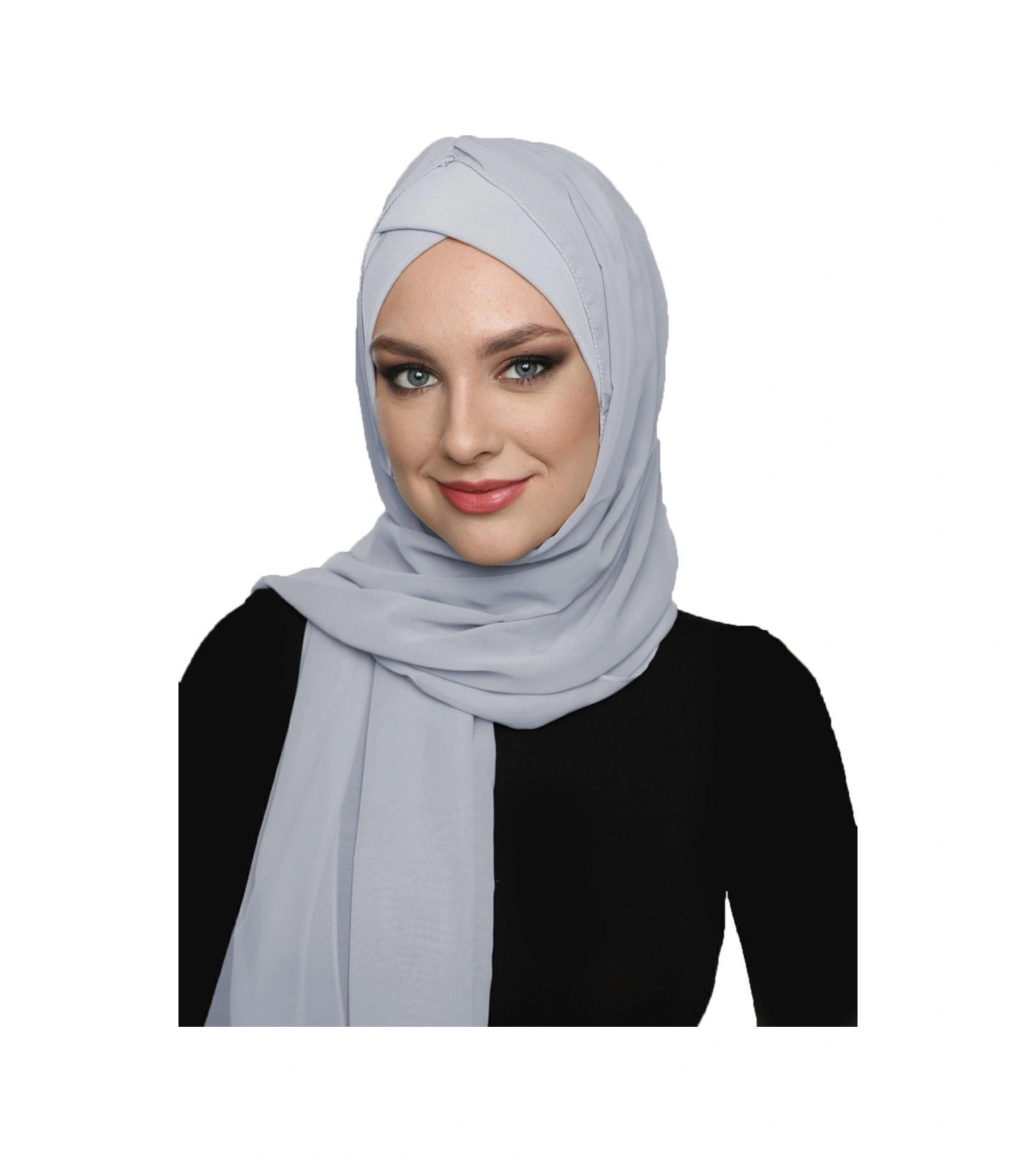 Şallı Takmatik Sade Açık Gri Hazır Türban Tesettür Bone Namaz Örtüsü Açık Gri
