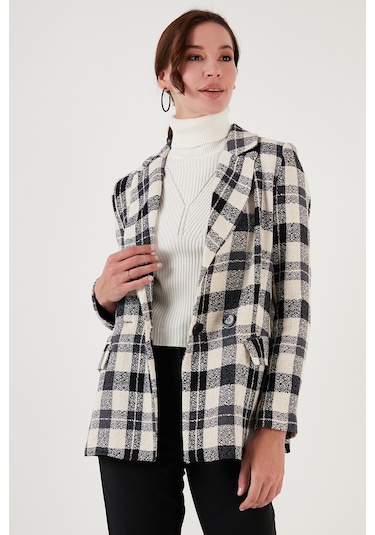 Lela Regular Fit Kruvaze Yaka Tüvit Blazer Bayan Ceket 611Ce0310 Siyah