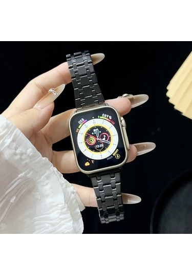 Novahub İos Watch Uyumlu Serisi 4 İçin 40mm Çift T Paslanmaz Çelik Saat Bandı Siyah, Q/i