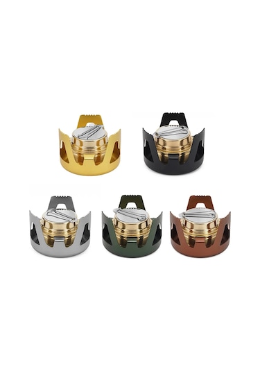 Taşınabilir Mini Alkol Soba Ayarlanabilir Ateş Gücü Tencere Seti Alüminyum Black Siyah