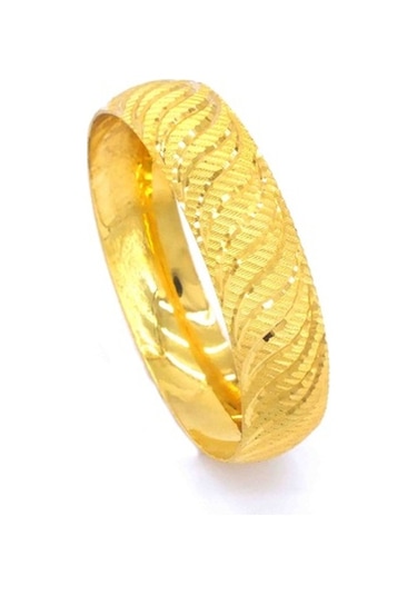 Ferizz 22 Ayar Altın Kaplama Rüzgar Desenli Bilezik 15 Mm Altın